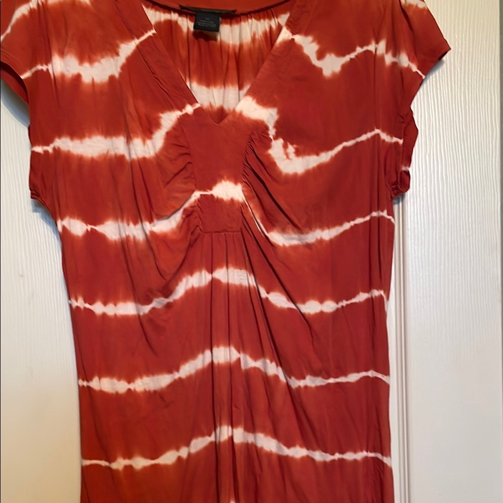 Calvin Klein Jeans Tie-Dye Top in Orange and White